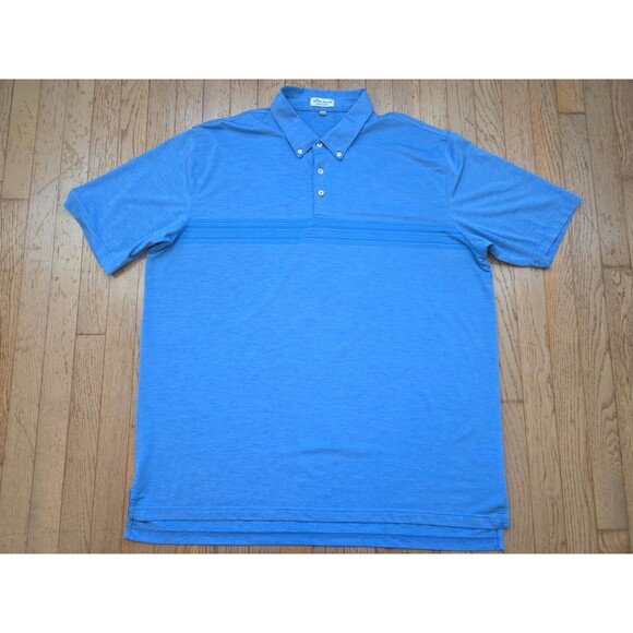 Peter Millar Polo Shirt Mens 2XL XXL Blue Stripe Summer Comfort Golf Performance - Picture 2 of 6
